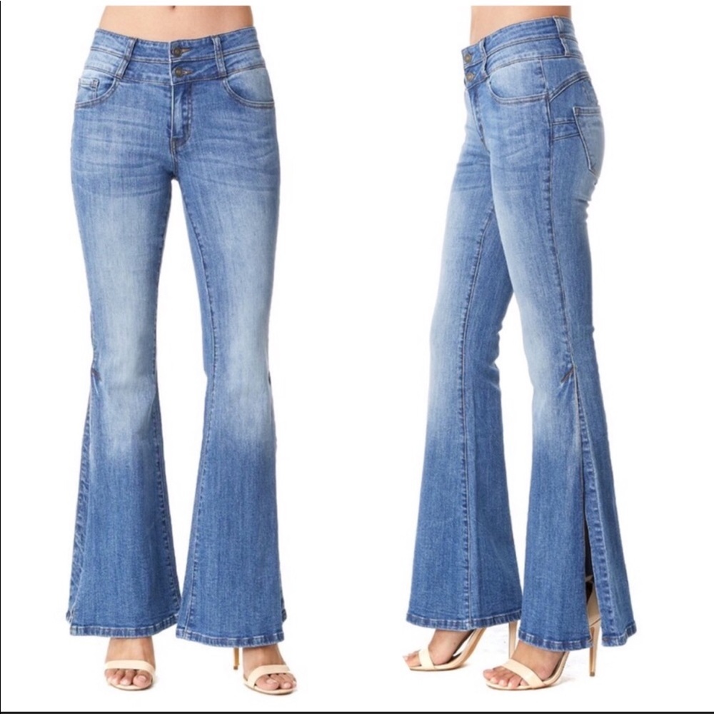 “Booty Booster” Slit Flare Jeans